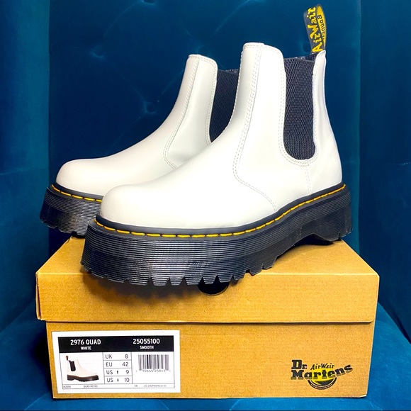 Dr. Martens Shoes - NIB Doc Martens white smooth leather platform 2976 quad chelsea boot